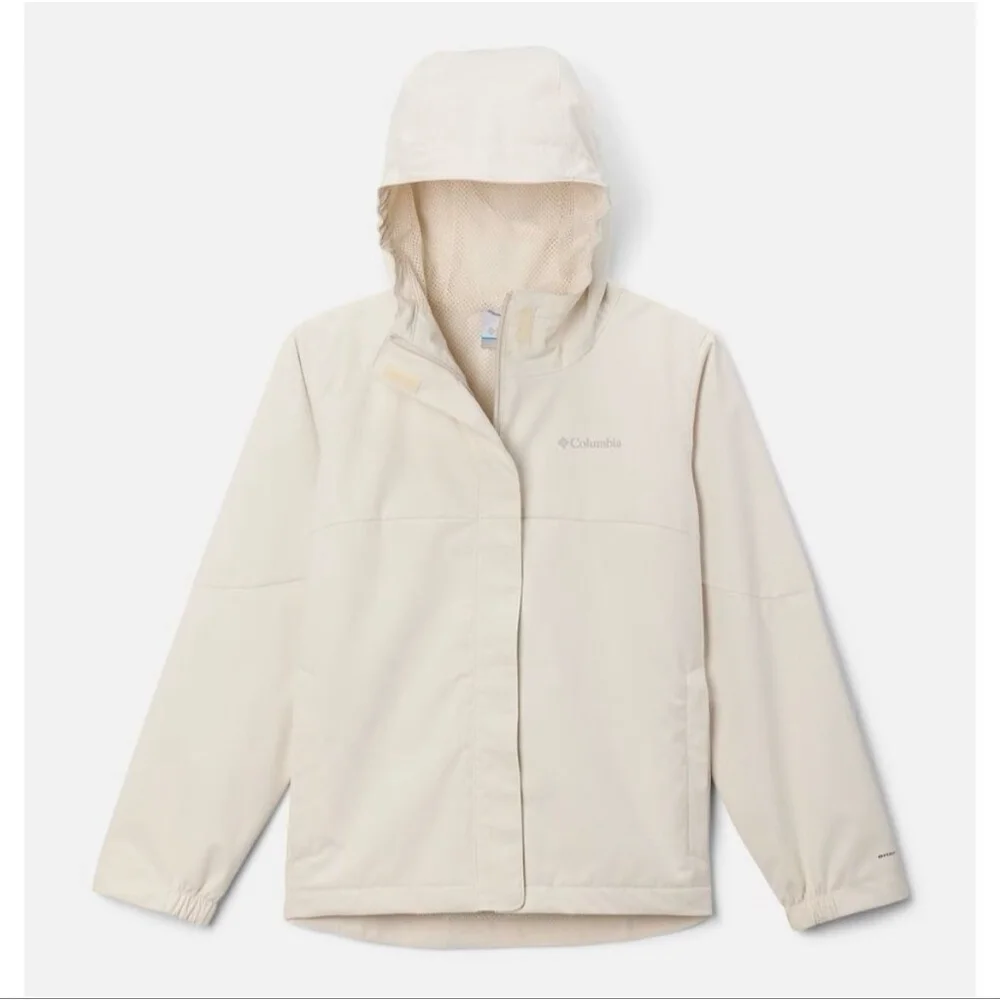 Columbia Youth Hikebound Omni Tech Waterproof Rain Jacket XS Cream NWT
